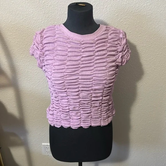 Anthropologie Pink Textured Top - Picture 2 of 6